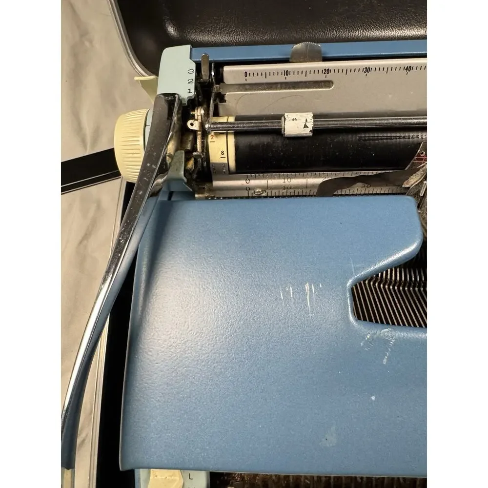Smith-Corona Sterling Portable Typewriter Blue w/ Case Tested Working Vintage